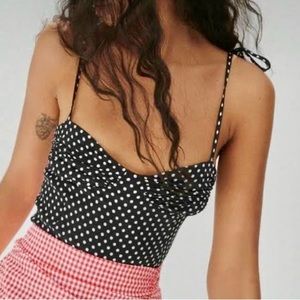 NWOT Zara black white strappy polka dot sexy  body suit Size medium